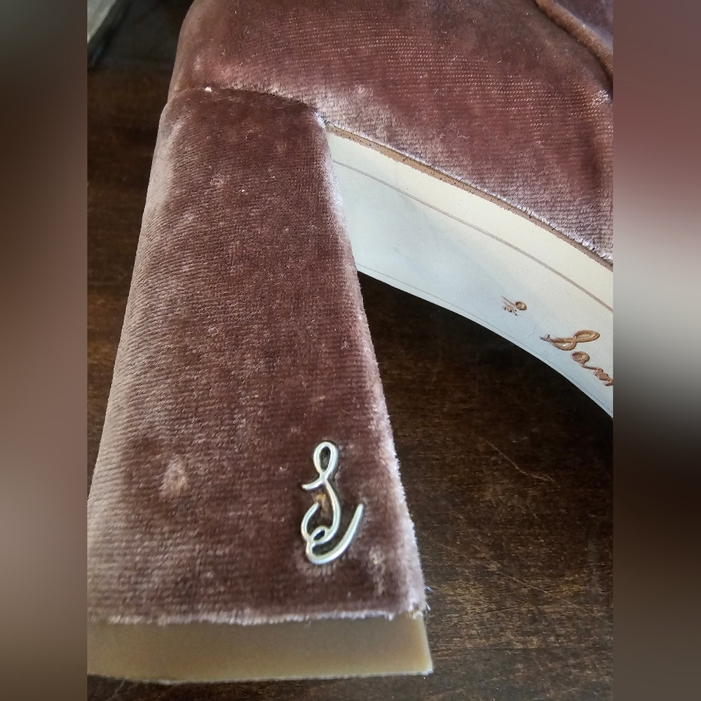 Sam Edelman Pink Velvet Ankle Boots Block Heel Size 9.5​ - Picture 7 of 8